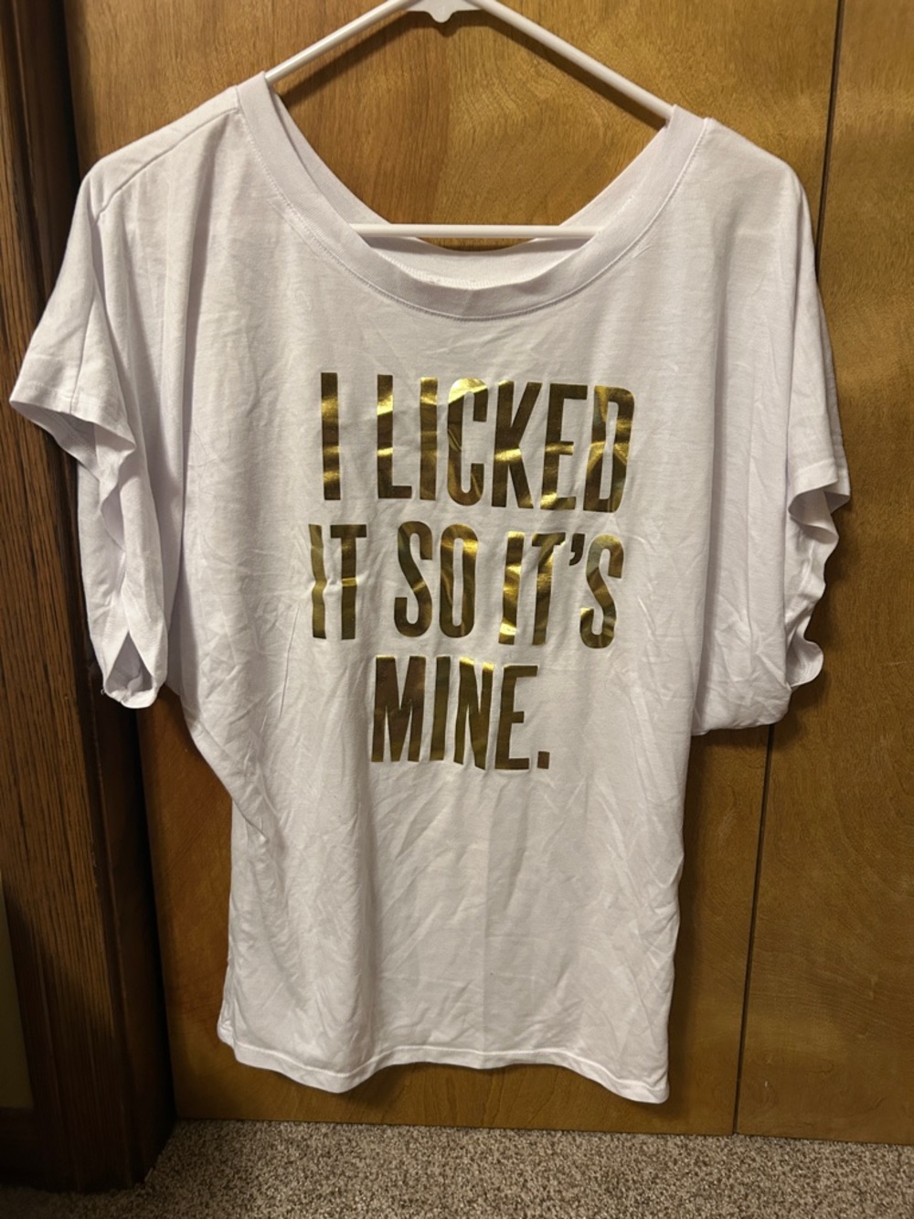 White Tee with Gold Foil Slogan